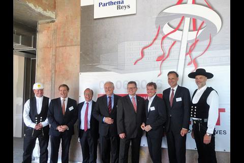 Topping-out ceremony for the  Vossloh Locomotives factory at the Kiel Business Campus.